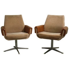 Pair of Vintage Skai and Chrome Swivel Chairs, 1960s Germany