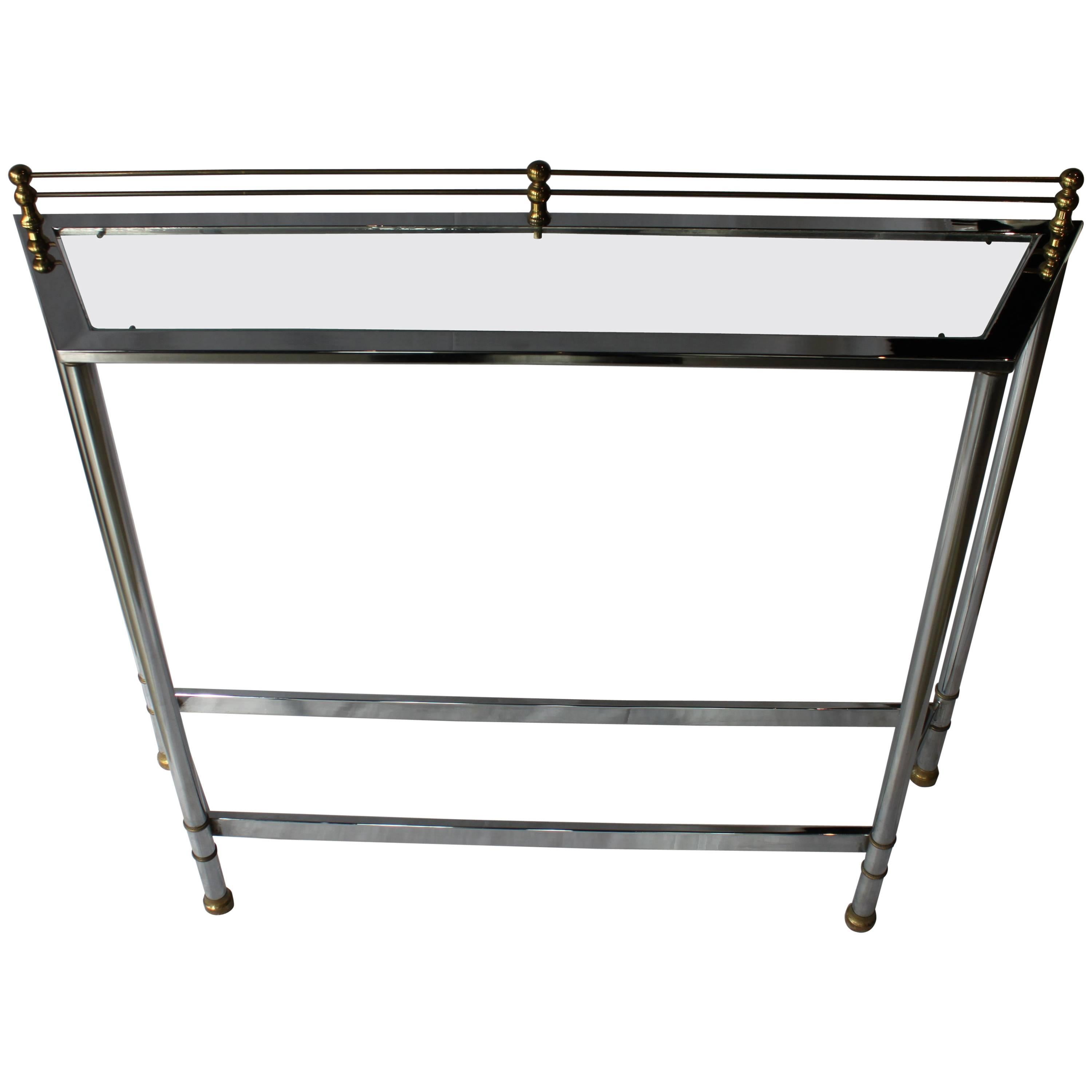 Chrome and Brass Modern Console For Sale