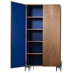 "56 Cabinet" Italian Walnut Cabinet Blue Lacquered Inside by R. Gilad, Adele-C