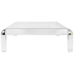Lucite and Chrome Coffee Table, Karl Springer Style