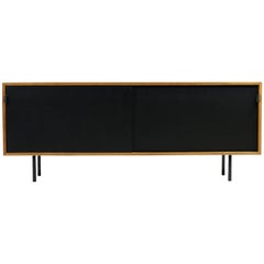 Beautiful 1950s Florence Knoll Model 116 Cherry Sideboard Knoll Int. Black Doors