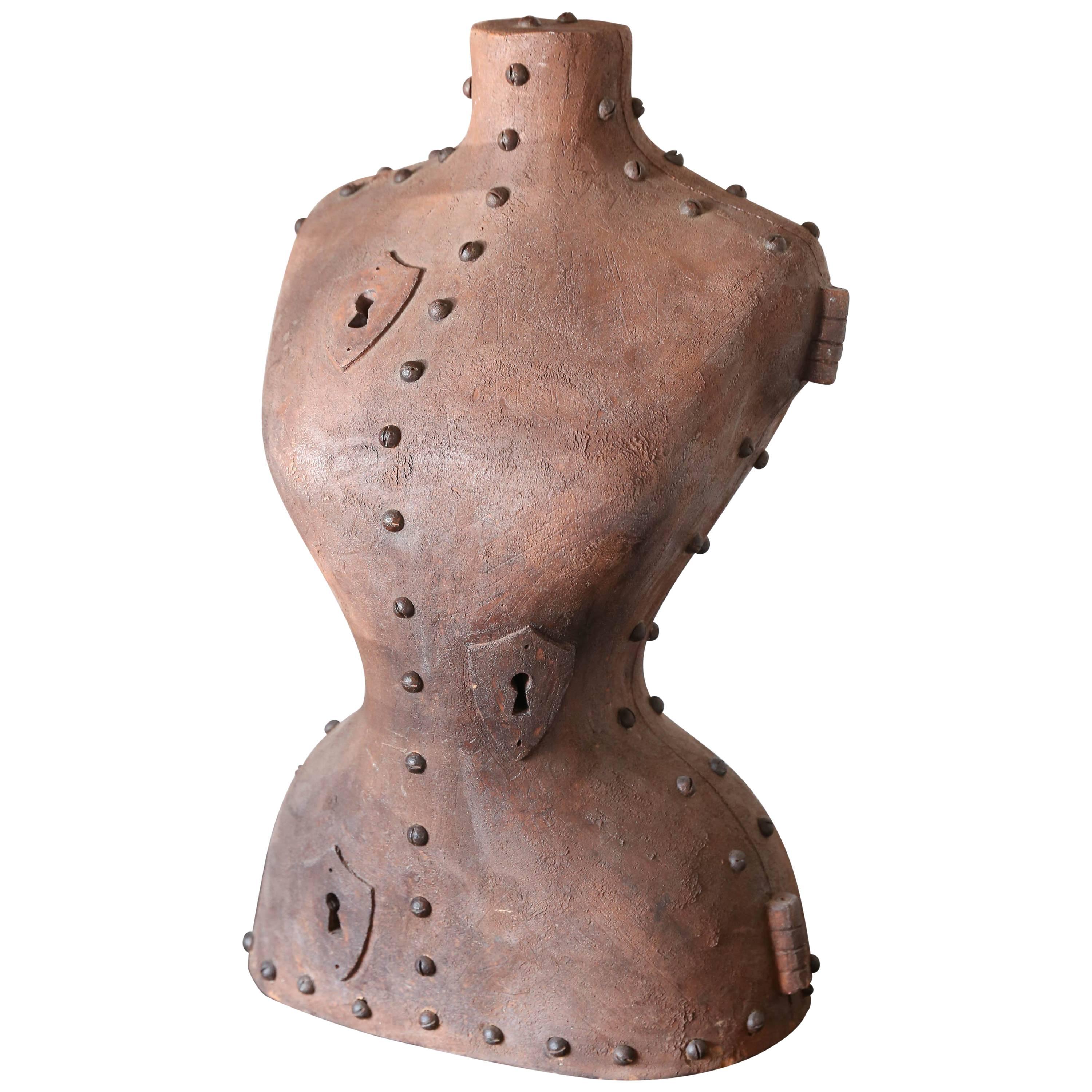 Tuscan Terracotta 
Iron Corset Sculpture by Italian Artist Giovanni Ginestroni