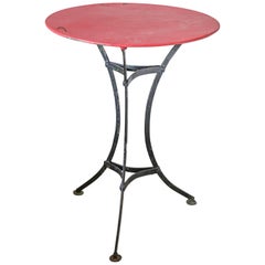 1920s Red and Black Iron Bistro Table from France