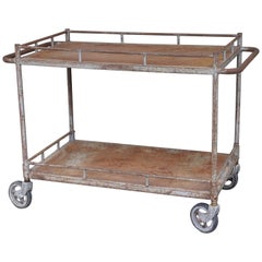 Vintage 1930s Distressed French Metal Hospital Cart
