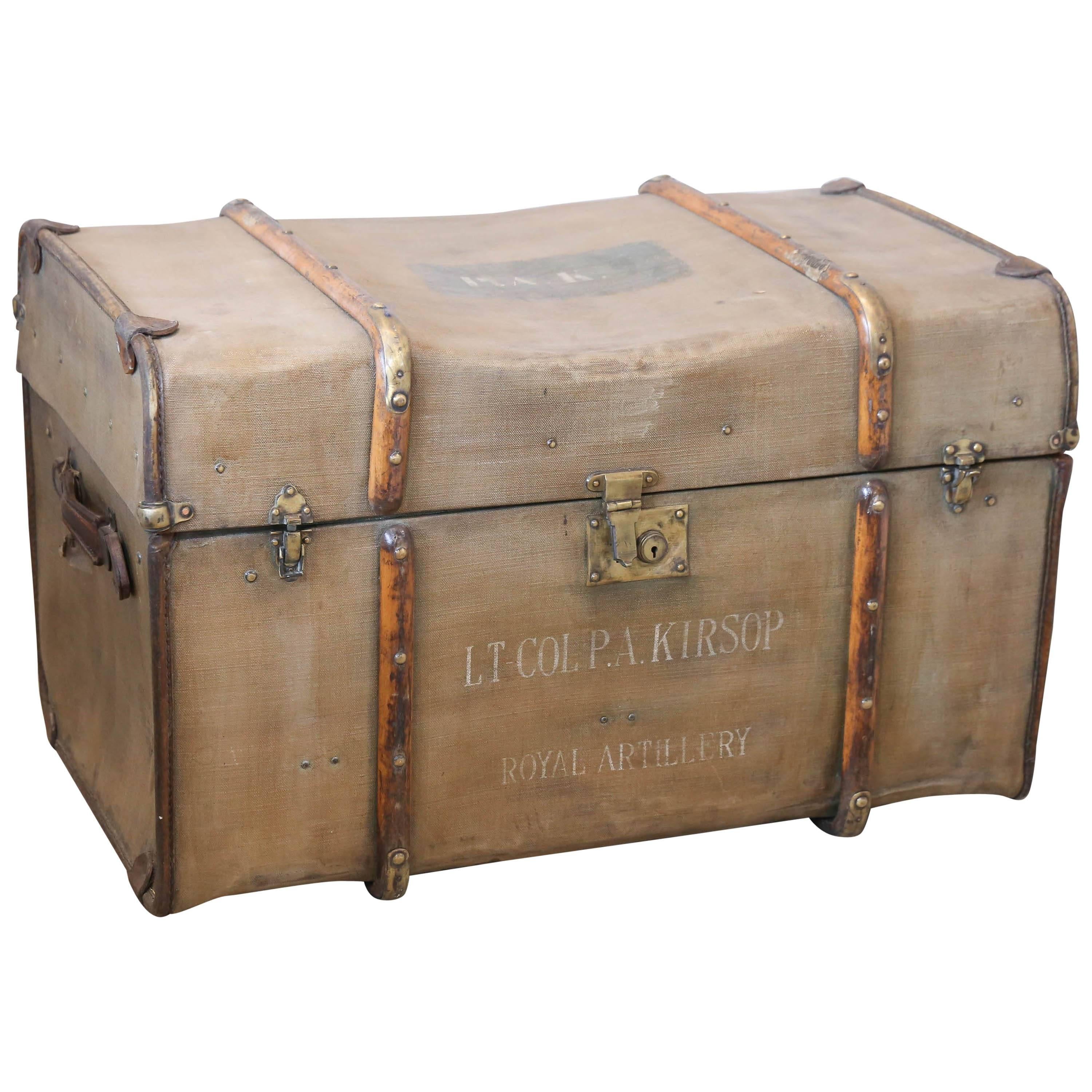 1940s Royal WWII Canvas Artillery Trunk Found in France