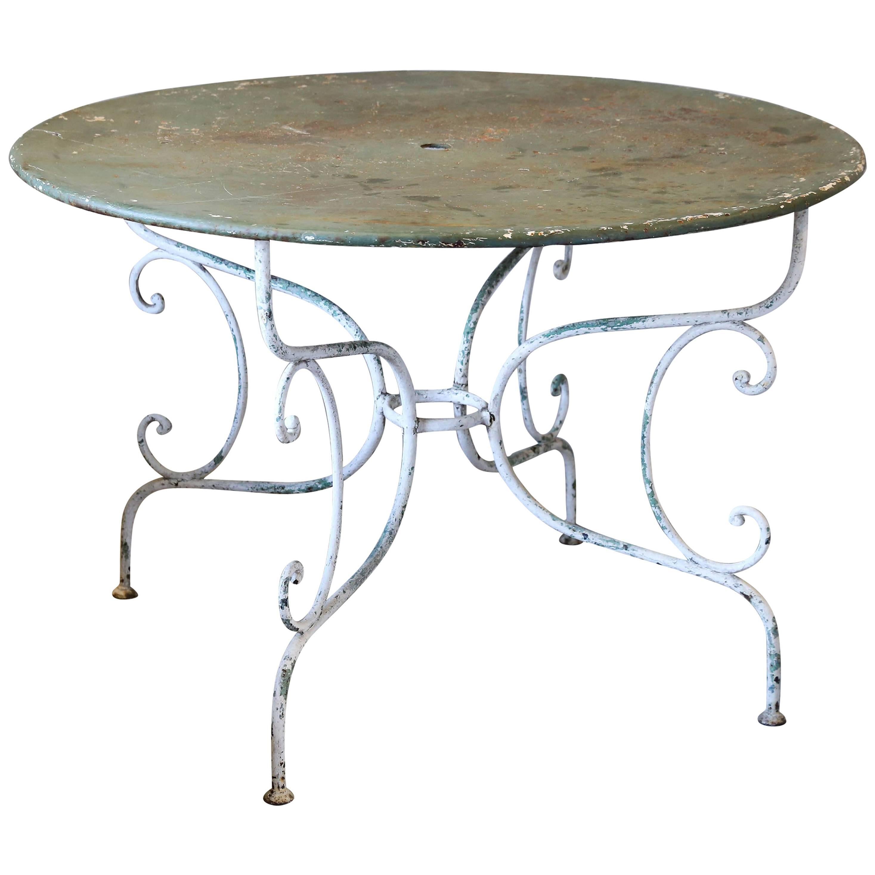 1930s Rustic Metal Garden Table Found in France