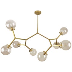 Brass and Glass Model 520 "Molecular" Chandelier by Blueprint Lighting, 2017