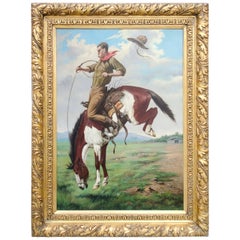 Late 19th Century Portrait of a "Cowboy" by Belgian Artist J. Vanleemputten