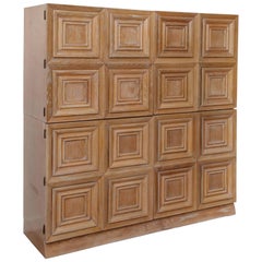 Modernist Two-Piece Cerused Oak Cabinet