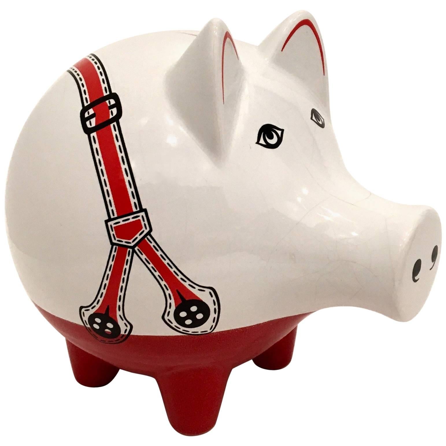 Whimsical Porcelain Piggy Bank/ Coin Saver by Waechtersbach West Germany