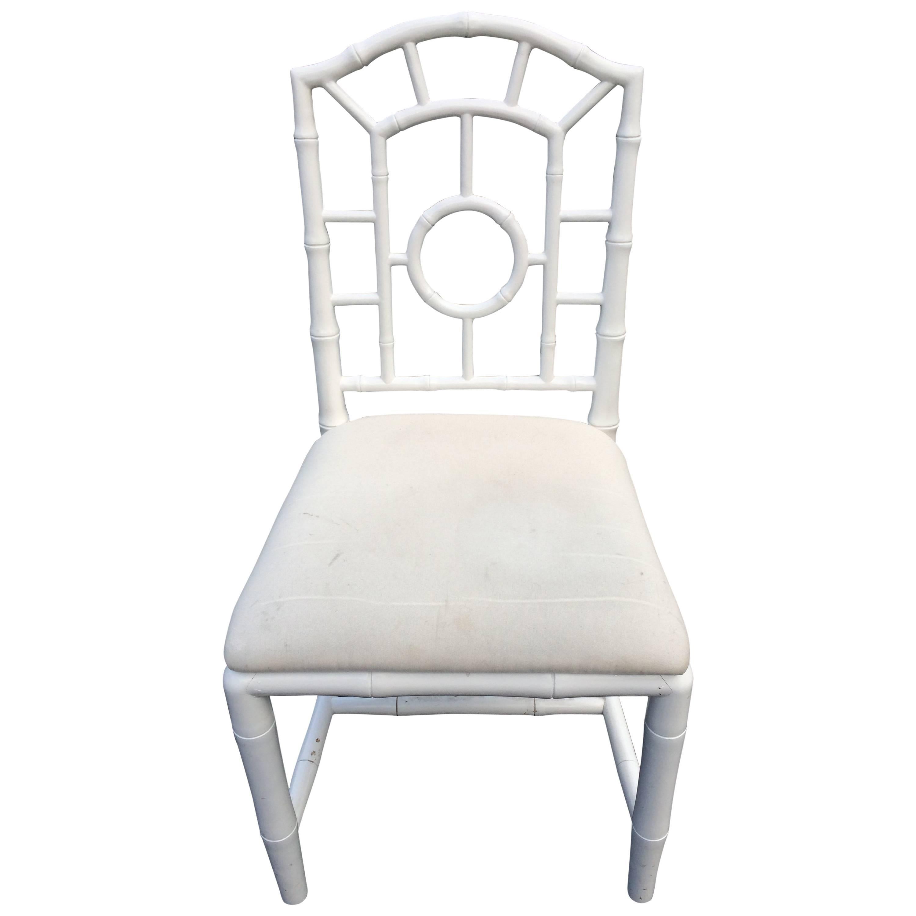 White Wooden Faux Bamboo Chair