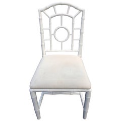 Vintage White Wooden Faux Bamboo Chair