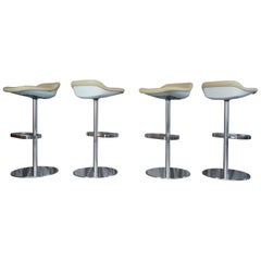 Set of Four Cream Leather Walter Knoll Turtle Bar/Counter Stools, Pearson, Lloyd