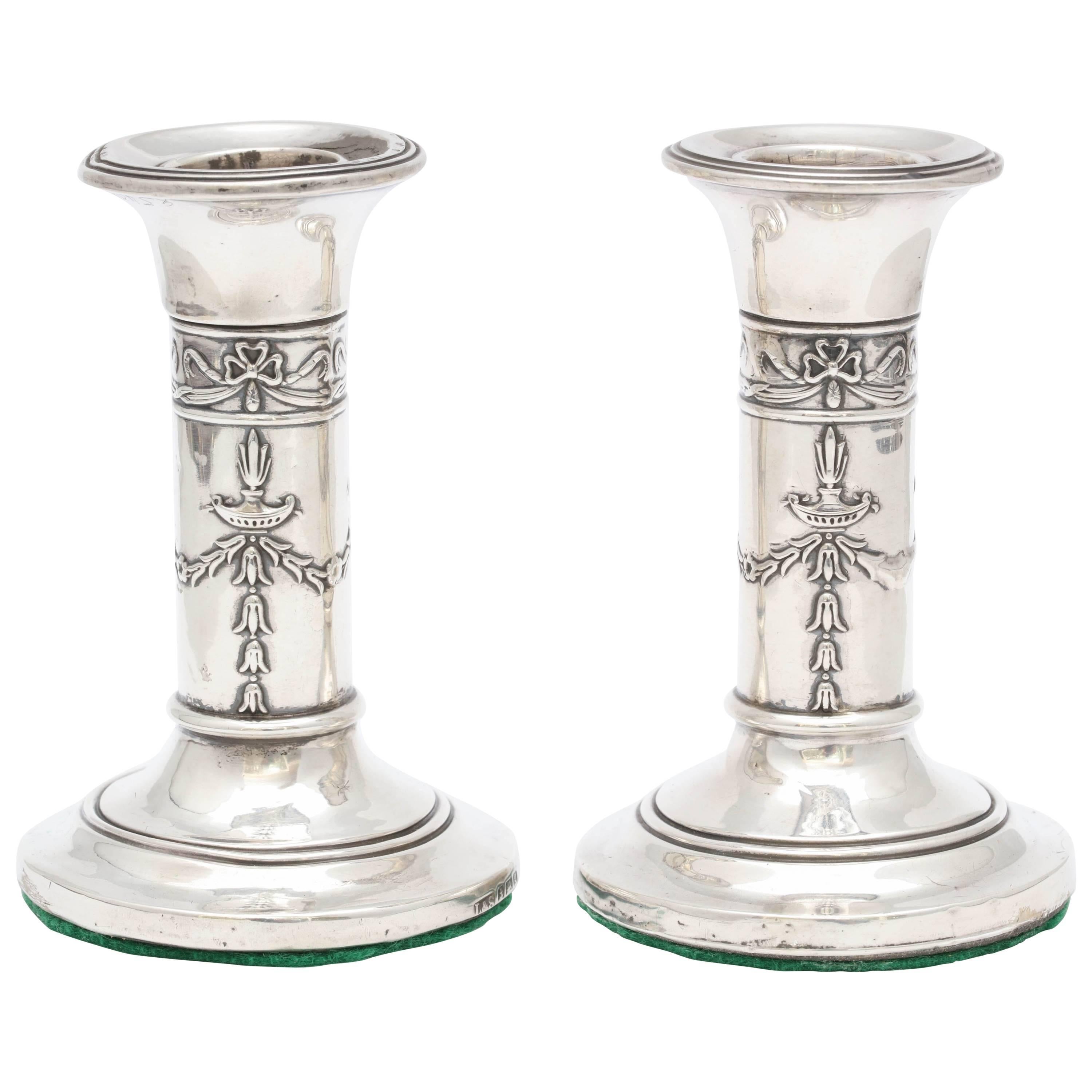 Pair of Small Edwardian Sterling Silver Candlesticks