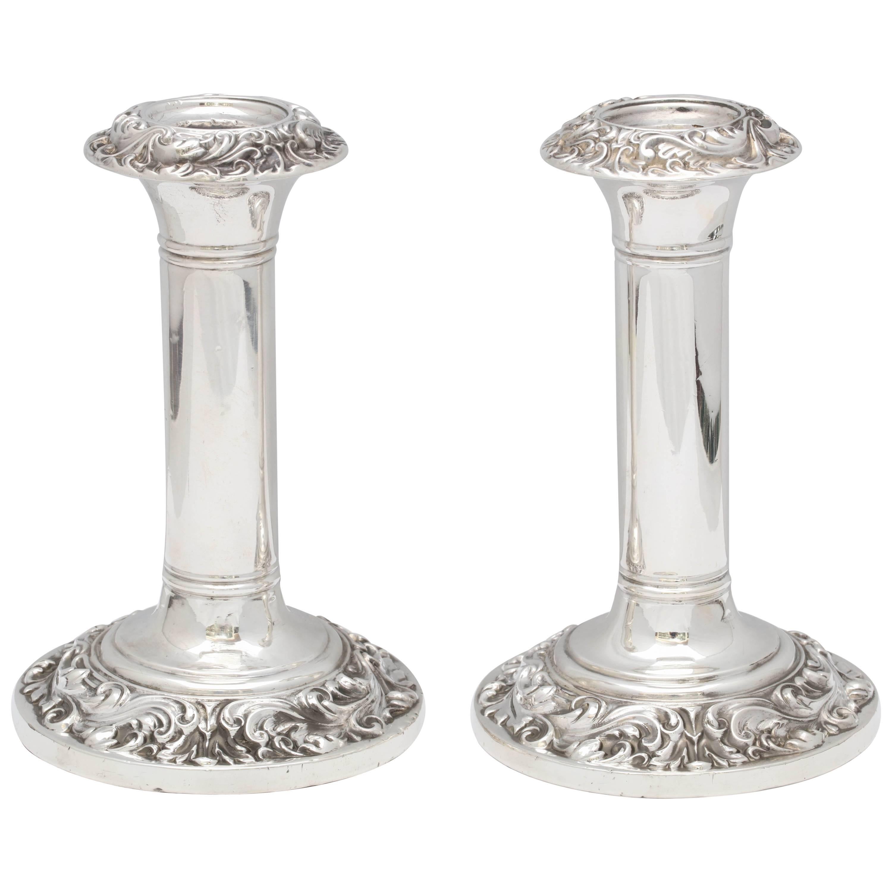 Pair of Edwardian, Sterling Silver Candlesticks