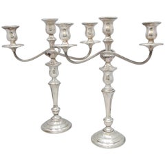 Pair of Tall Empire Style Sterling Silver Candelabra