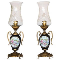 Pair of Vintage Cobalt Blue Ace Decor De Paris Porcelain Vase Table Lamps