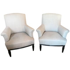 Pair of 20th Century Walunt Deco Style Armchairs