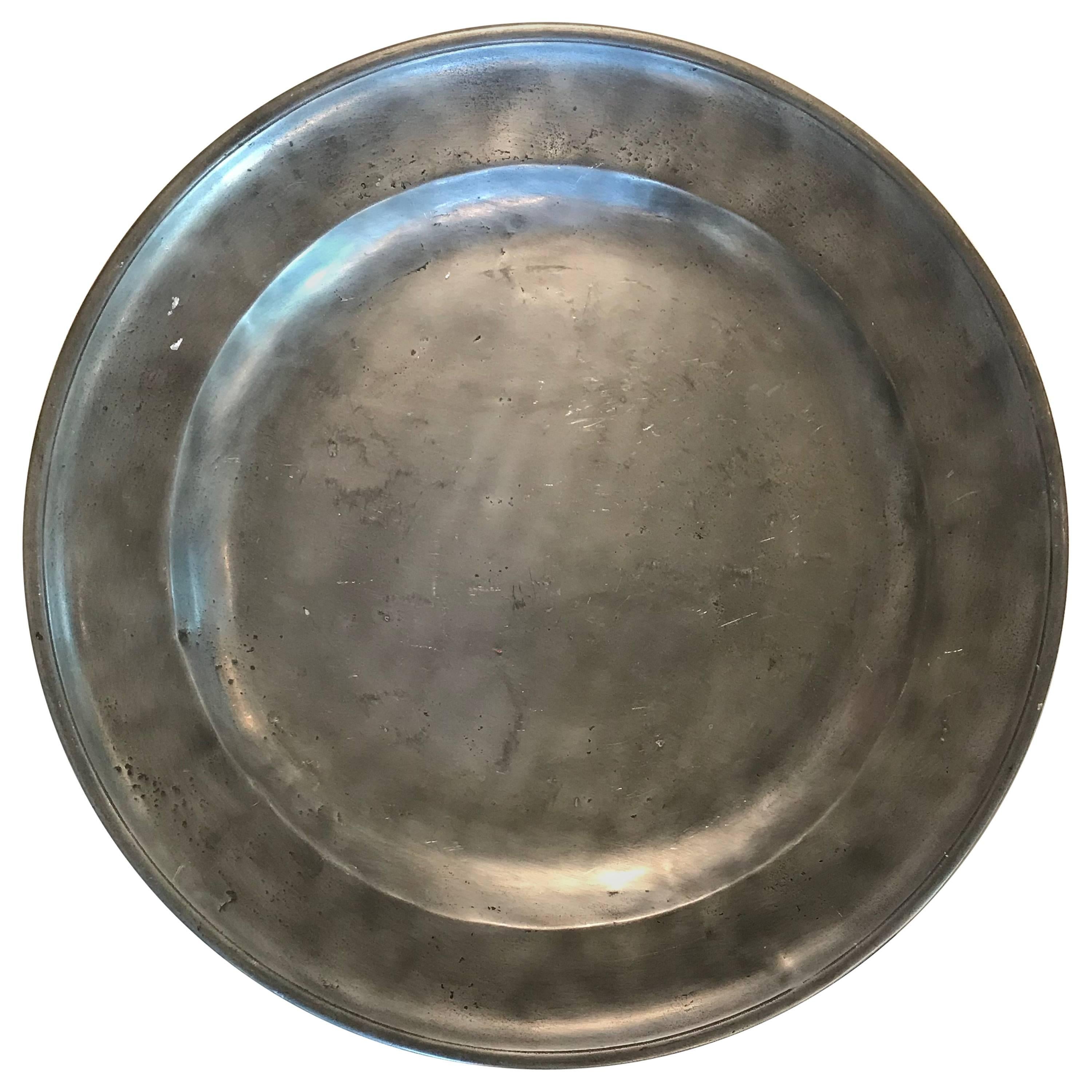 Early 20th Century Large Pewter Charger For Sale