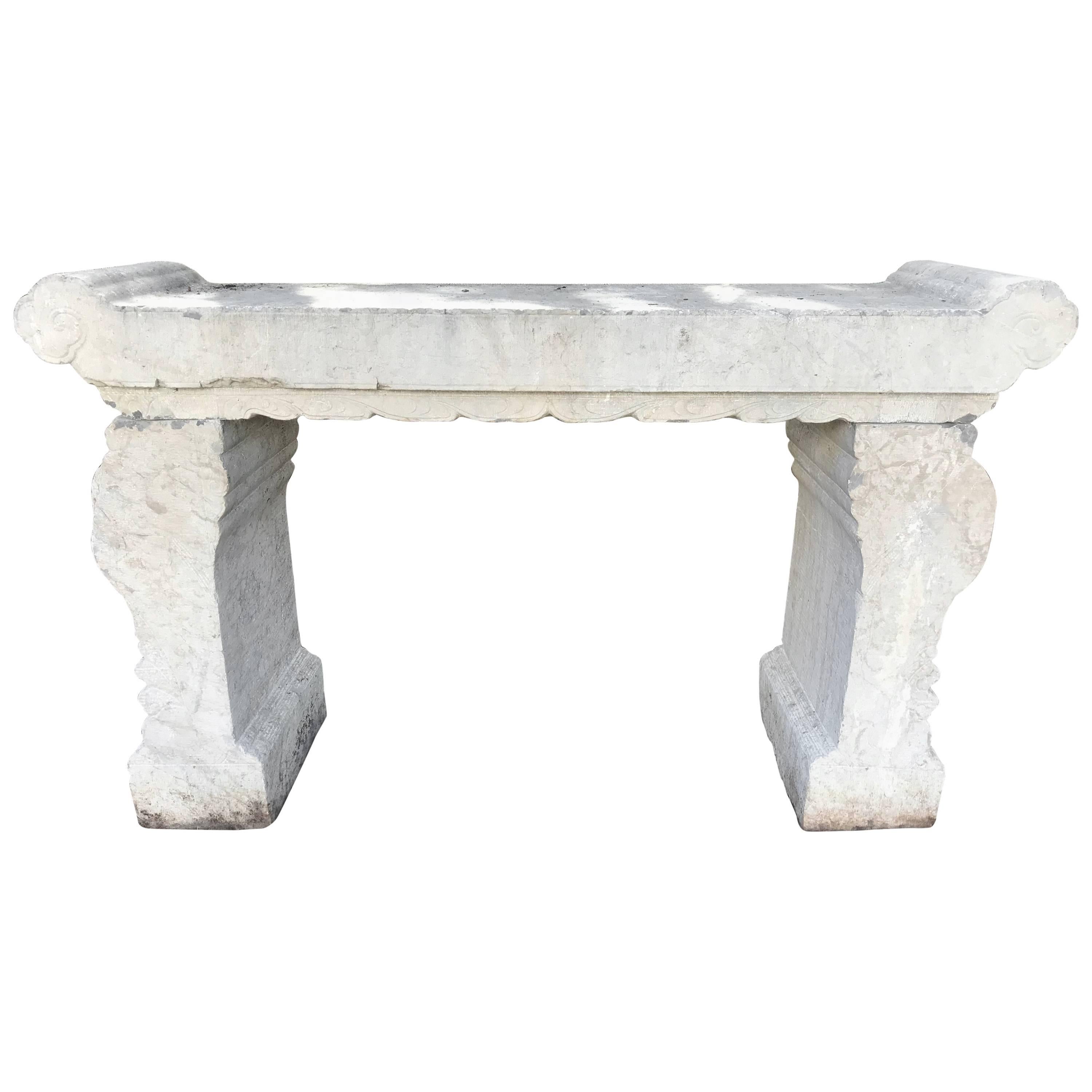 China Important Carved Stone "Penjing" Garden Table, Qing Dynasty ‘1644-1911’ For Sale