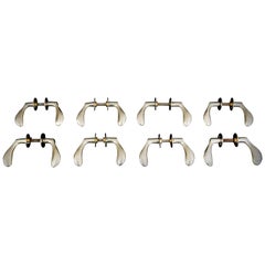 Arne Jacobsen Set of Eight Brushed Steel Door Handles