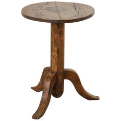 19th Century Rustic Artisan-Made French Chestnut Side Table or End Table