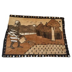 Used Korhogo Handwoven Mud Cloth Textile Ivory Coast Africa Folk Art