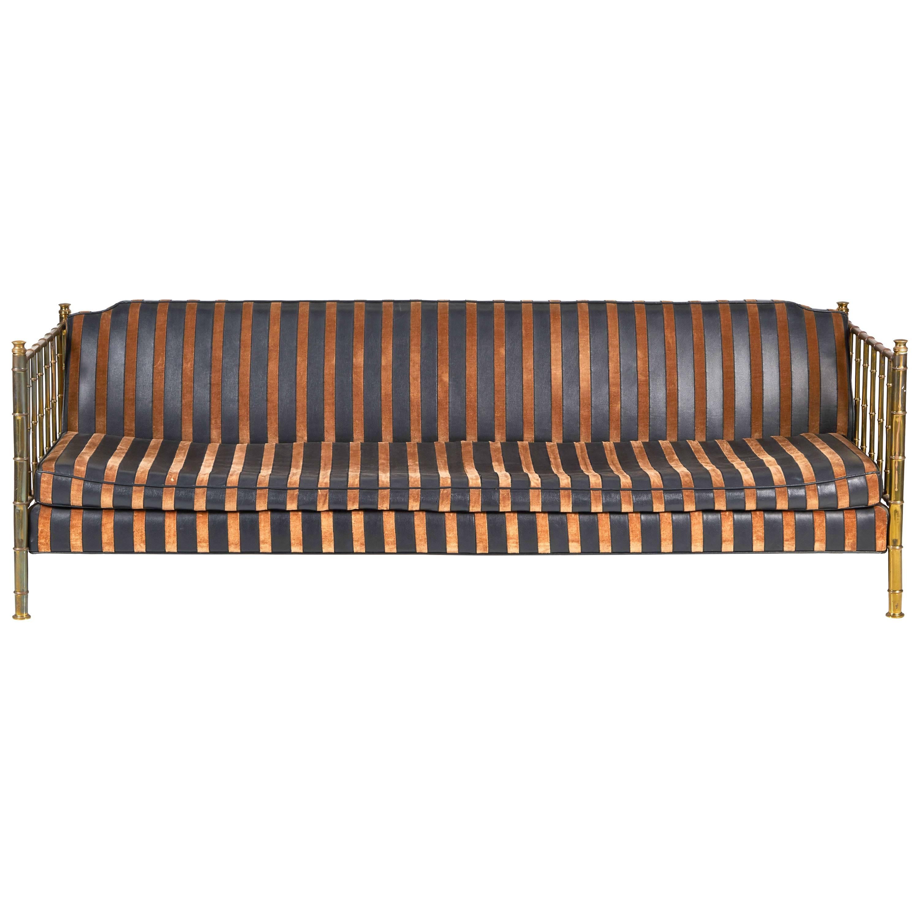 Brass Faux Bamboo Sofa by Mastercraft