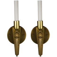  ON SALE Pair of French Mid Century  Brass and Acrylic Sconces