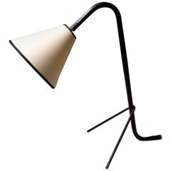 20th Century French Black Tripod Reading Lamp 1960s Made of Metal