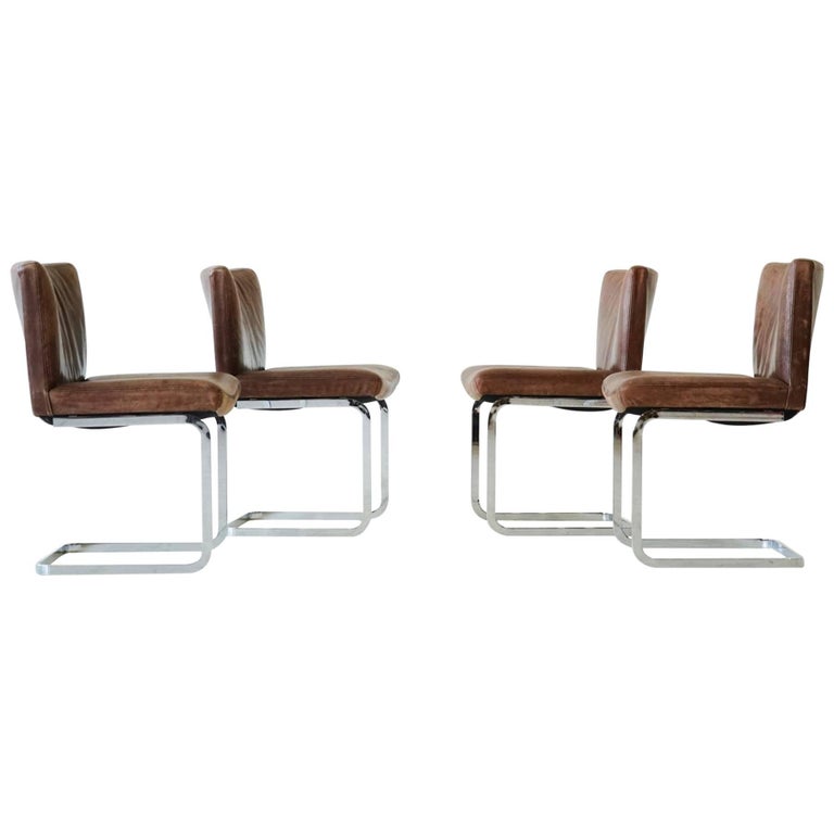 Set of Four Bauhaus Style Dining Room Chairs by Robert Haussmann for De