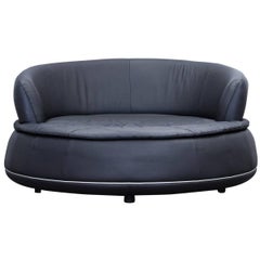 Nieri Espace Loveseat Designer Sofa Anthrazit Black Two-Seat Round Lounge Couch