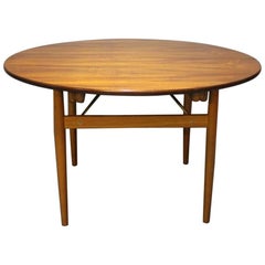 Round Dining Table with Extensions in Teak and Oak by Hans J. Wegner, 1960s