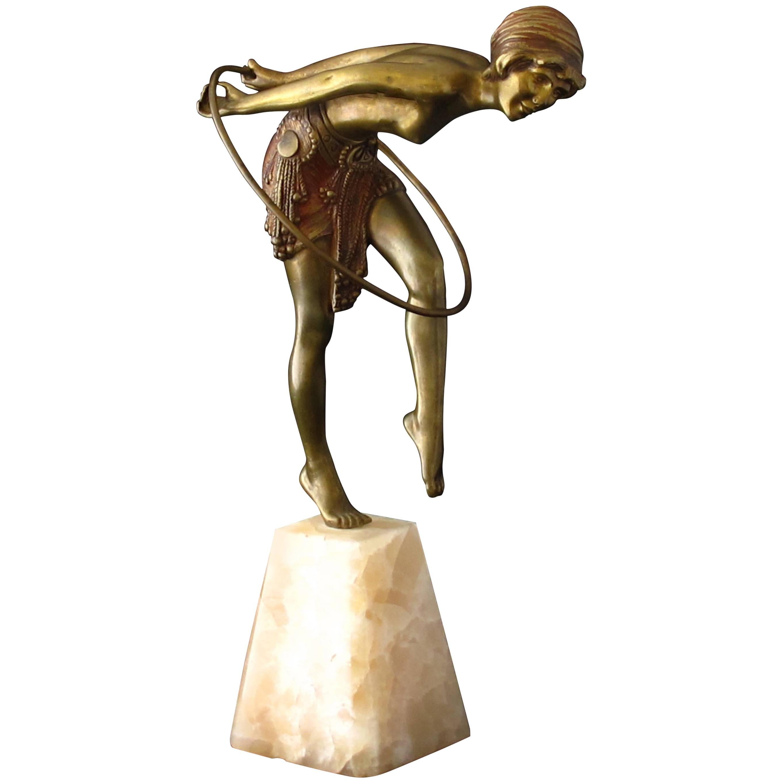 Art Deco Bronze Figure of a Hoop Dancer by Demetre Chiparus For Sale