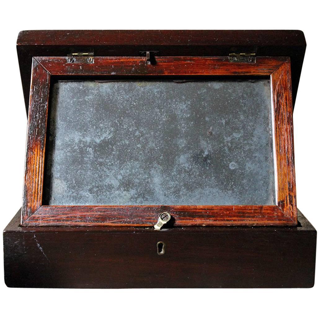 19th Century English Oak Campaign Type Gentleman’s Travelling Shaving Box