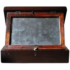 Antique 19th Century English Oak Campaign Type Gentleman’s Travelling Shaving Box