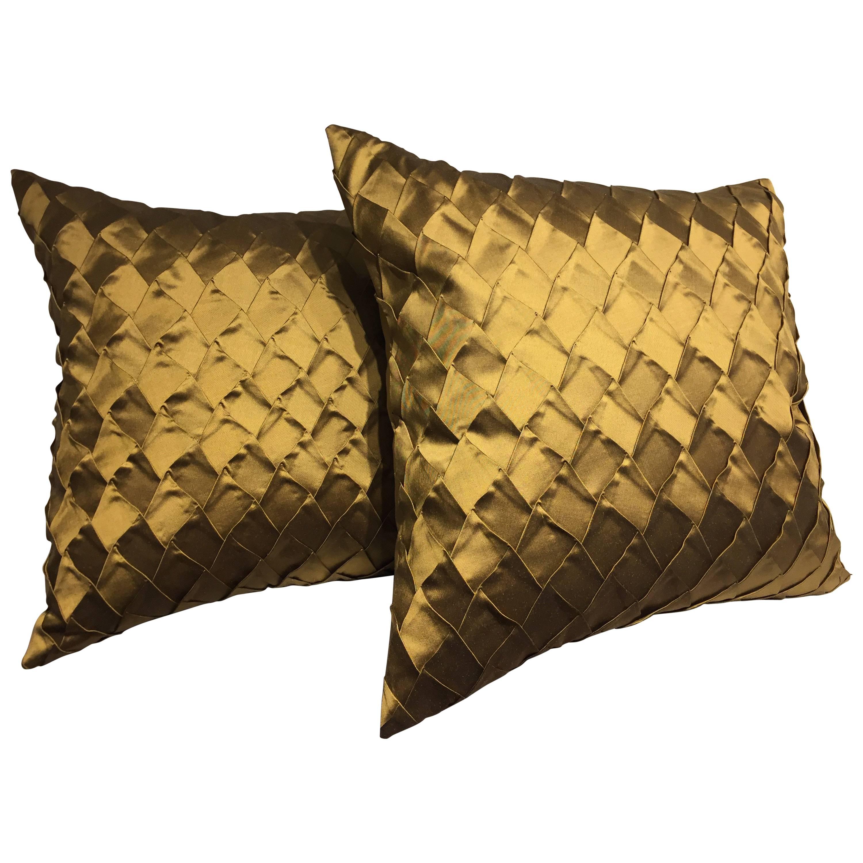 Pleated Silk Cushions Pleat Opal Pattern Colour Ginger