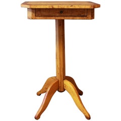 Lamp Table in Birch with Inlaid Wood from the 1840s