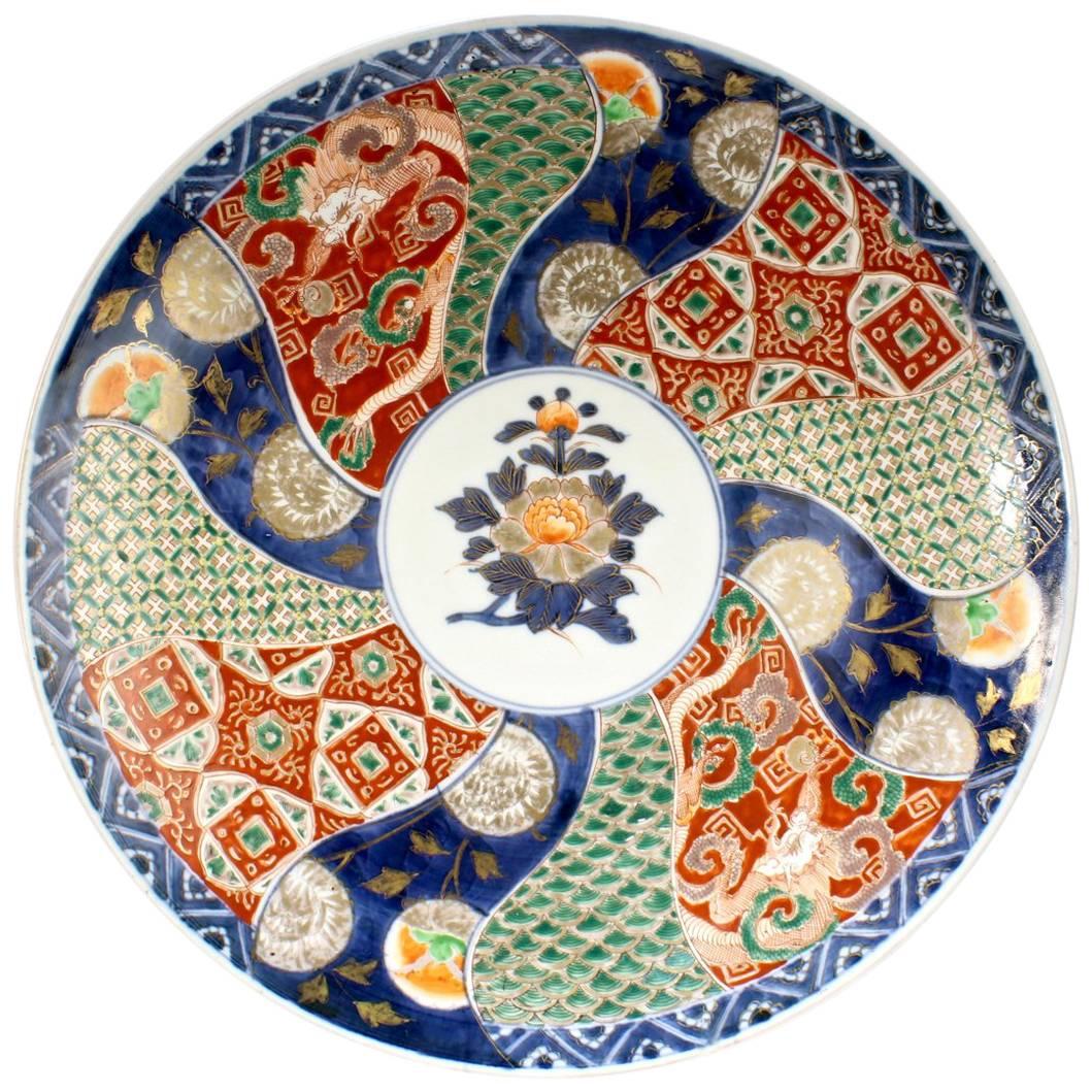 Antique Japanese Meiji Period Imari Porcelain Charger or Wall Plate