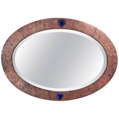 Arts and Crafts Movement Oval Copper-Framed Mirror