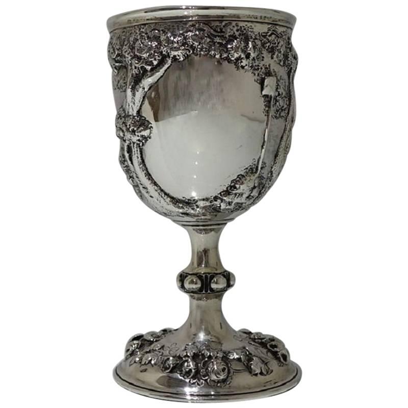 Sterling Silver Antique Victorian Wine Goblet, London 1860, Robert Hennell
