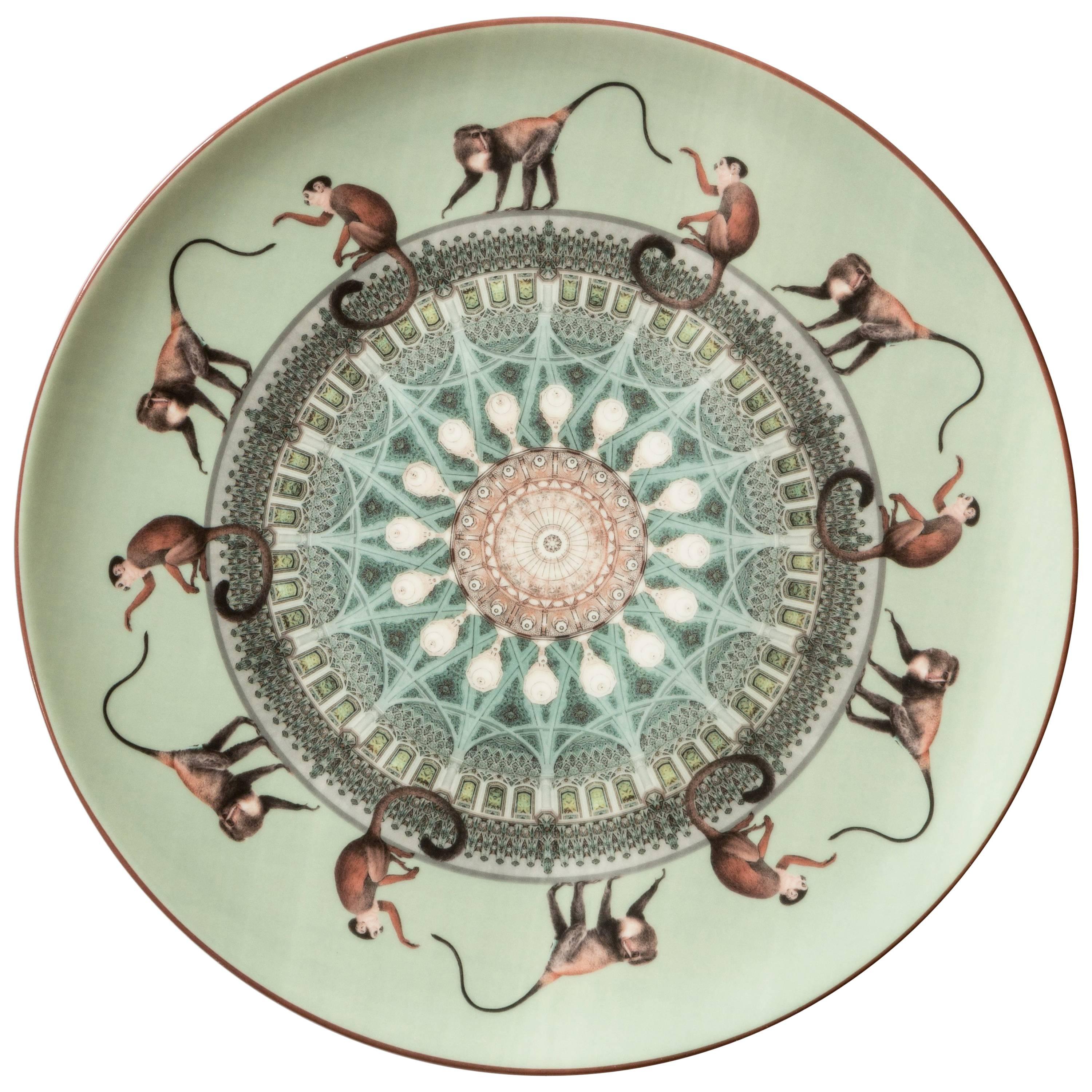 Scimmie Porcelain Dinner Plate by Vito Nesta for Les Ottomans, Made in Italy For Sale