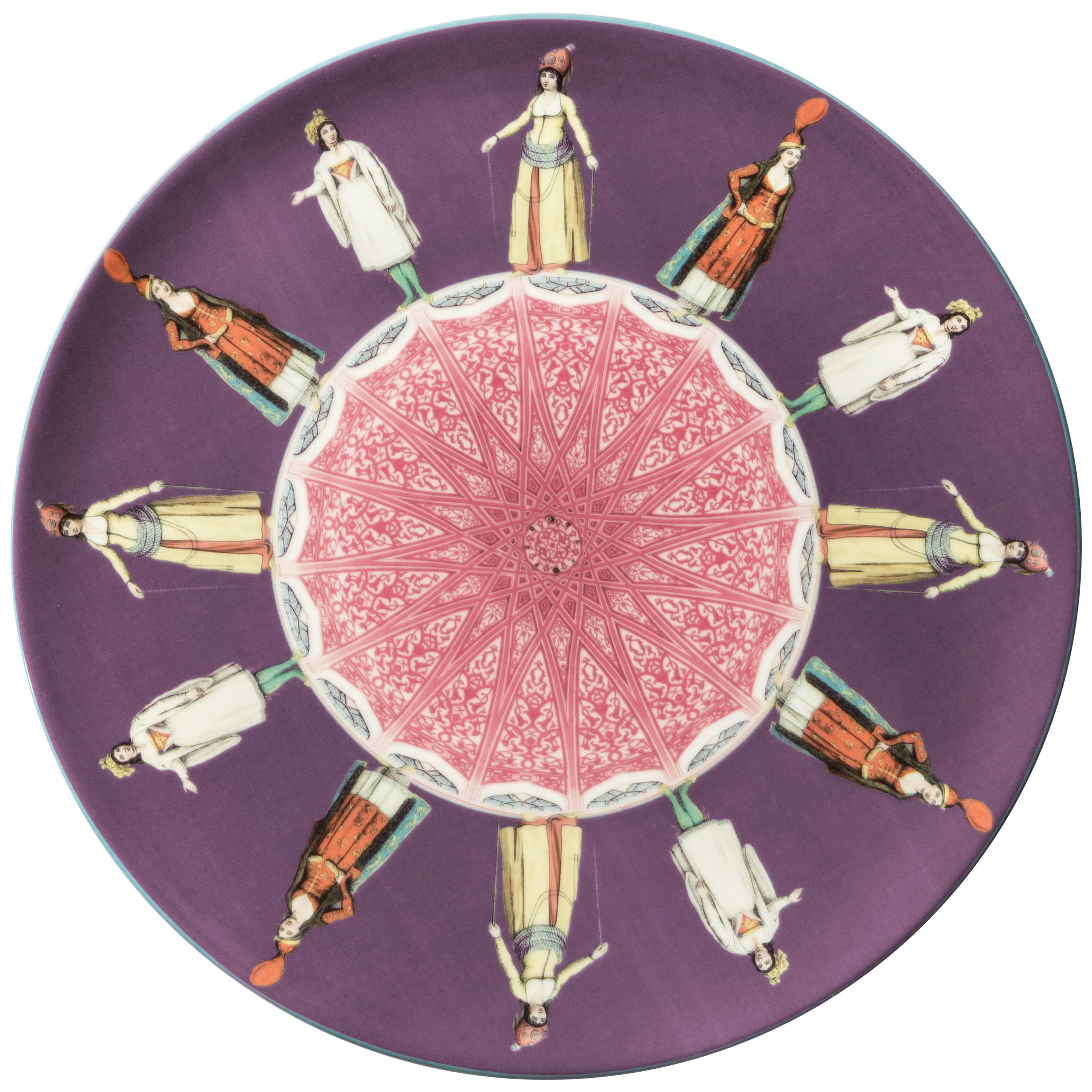 Odalische Porcelain Dinner Plate by Vito Nesta for Les Ottomans, Made in Italy For Sale
