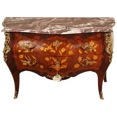 Fine 1920s Marquetry Marble-Top Commode