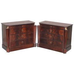 Pair of Baker Empire Drawers by Thomas Pheasant Sable Wood and Bronze