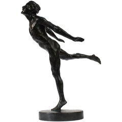 Goldscheider French Art Deco Bronze Sculpture of a Nude Male Ballet Dancer