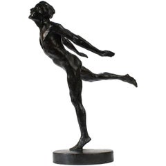 Sculpture en bronze Art déco française Goldscheider d'une danseuse de ballet masculine nue