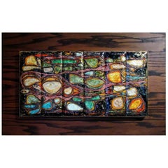 Vintage Barbara DeLong Modernist Abstract Enamel on Copper Wall Art