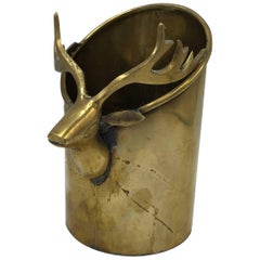 1970s Brass Wine Chiller with Deer Sculpture