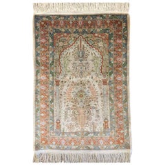 Turkish Hereke Hand-Knotted Silk Rug